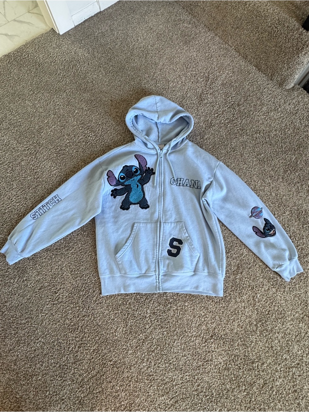 Disney Light Blue Stitch Full-Zip Hoodie Jacket